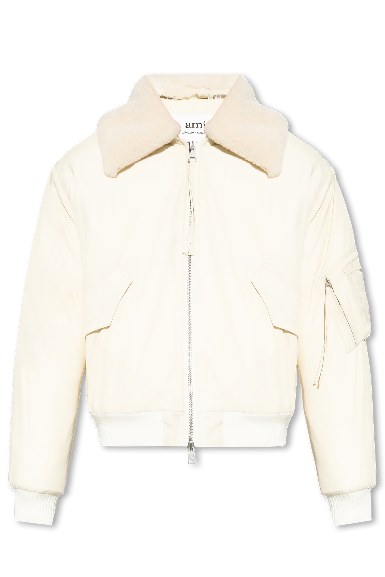 SchaferandweinerShops GB Cream Bomber jacket Ami Alexandre Mattiussi Black Wool Blend Sweater With Removable Collar